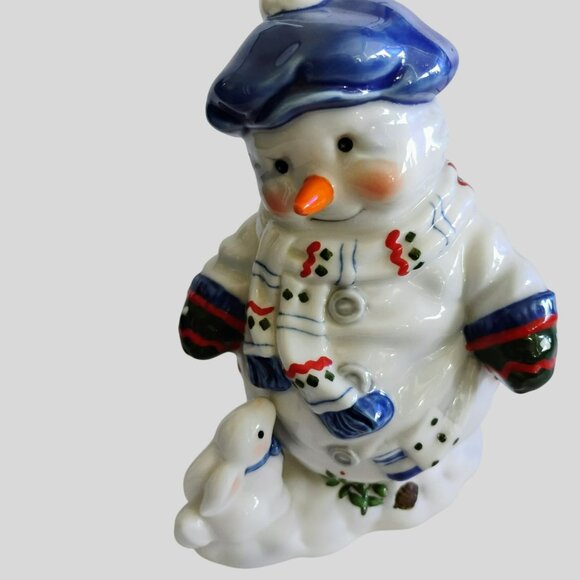 Priscilla Hillman Snow Folks Enesco "Lets Have A Ball" Vintage Snowman Figurine - Picture 9 of 9